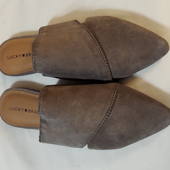 Lucky Brand "Bidimin" gray suede slides / mules. NEW. Sz 11 - Picture 2 of 6